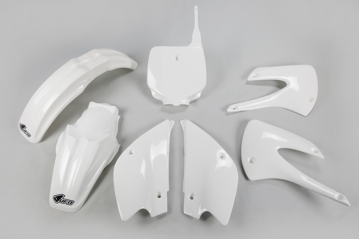 Plastic Kit white for Kawasaki KX 85 (2001-13) - KX 100 (2001-13) - REPLICA PLASTICS - KAKIT214-047 - Ufo Plast