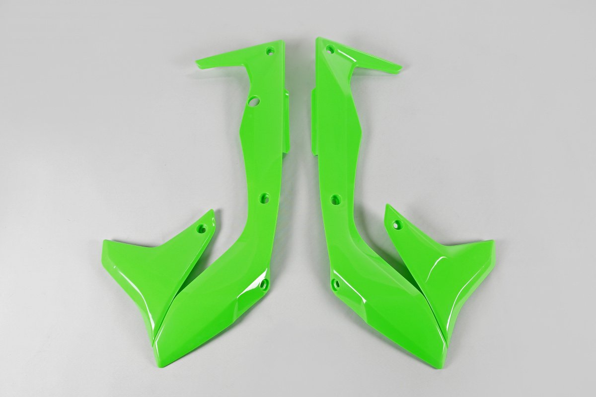 Radiator covers - neon green - Kawasaki - REPLICA PLASTICS - KA04736-AFLU - UFO Plast