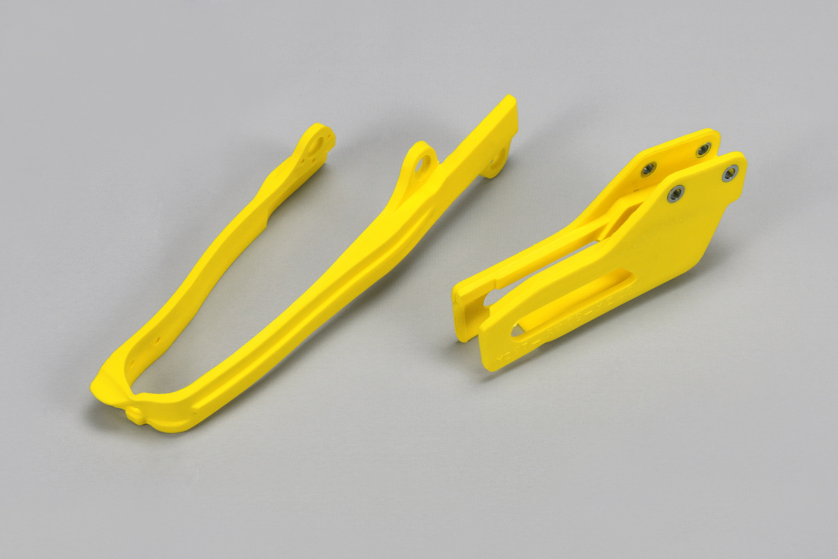 Chain Guide + Swingarm Chain Slider yellow for Suzuki RMZ 450 (2007-17) - REPLICA PLASTICS - SU04925-102 - Ufo Plast