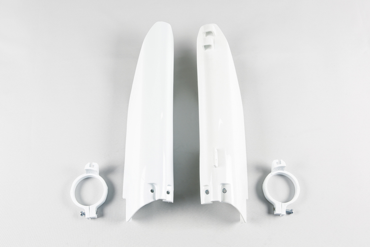 Fork Slider Protectors white for Suzuki RM 125 (1999-03) - RM 250 (1999-03) - REPLICA PLASTICS - SU03905-041 - Ufo Plast