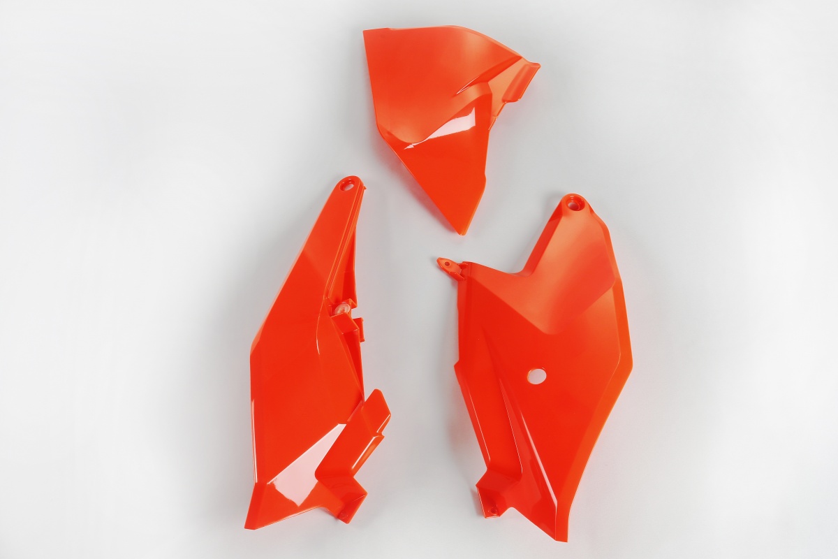 Side Panels neon orange for Ktm SX 85 (2018-24) - REPLICA PLASTICS - KT04086-FFLU - Ufo Plast