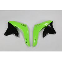 Radiator covers / Green-black - green - Kawasaki - REPLICA PLASTICS - KA03784-026 - UFO Plast