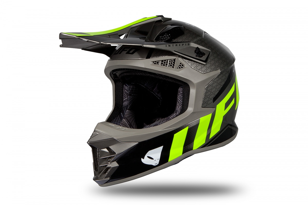 Motocross helmet Intrepid grey and neon yellow glossy - Helmets - HE173 - UFO Plast