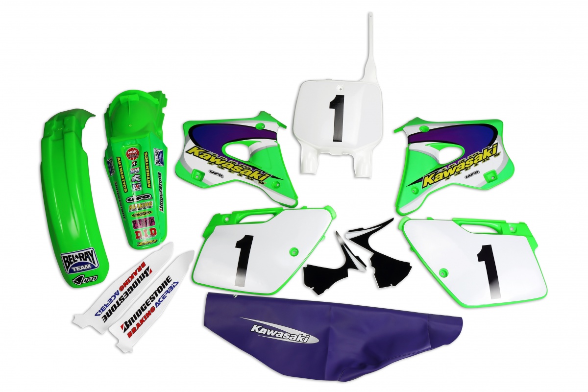 Motocross plastic kit Kawasaki Emig Team USA KX 125/250 1994-1998 - Plastics Kit - KITKAWASAKI220 - UFO Plast