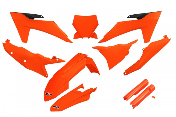 Full plastic kit compatible Ktm - neon orange - REPLICA PLASTICS - KTKIT529F-FFLU - UFO Plast