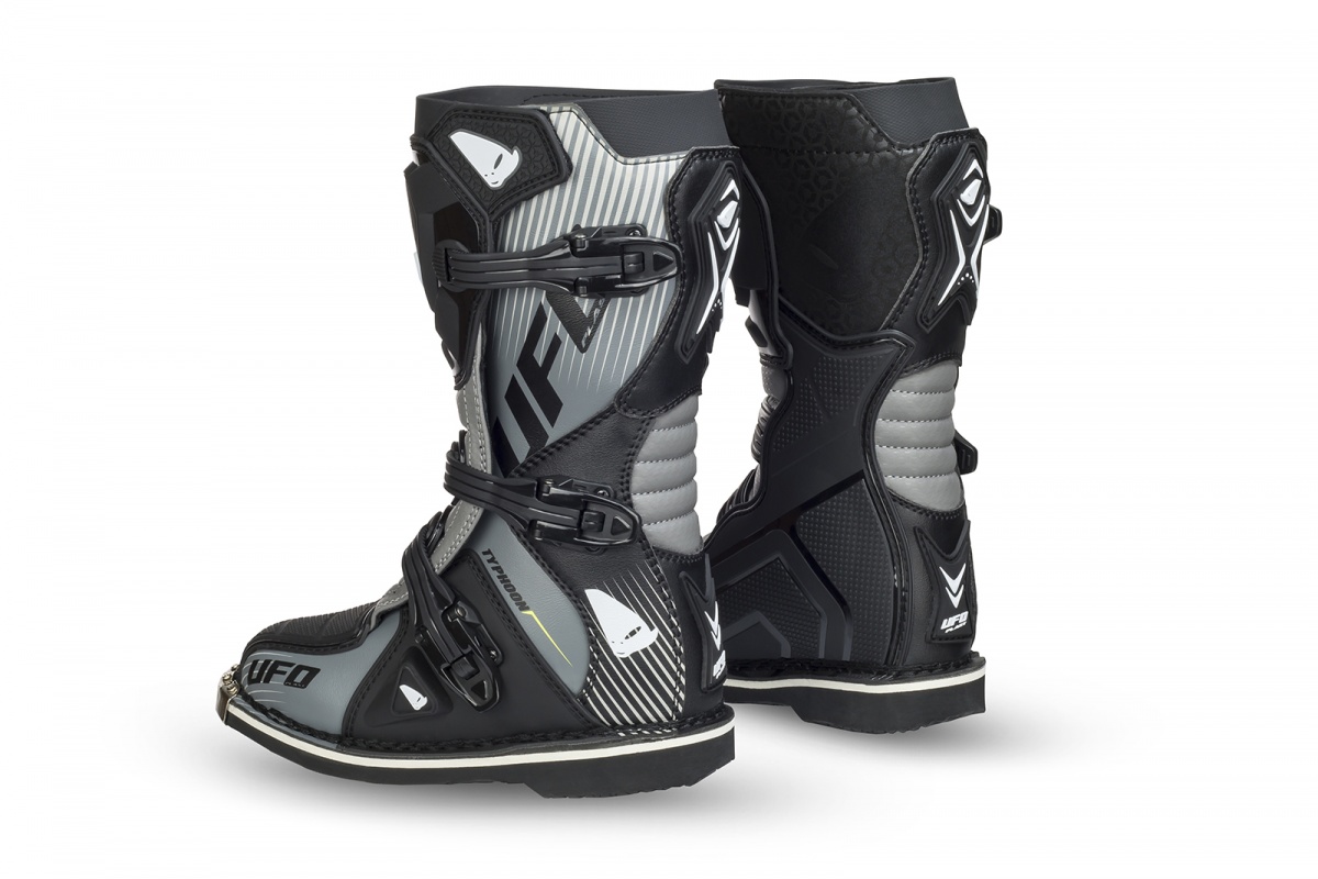 Stivali motocross Typhoon da bambino nero e grigio - Boots - BO008-K - UFO Plast