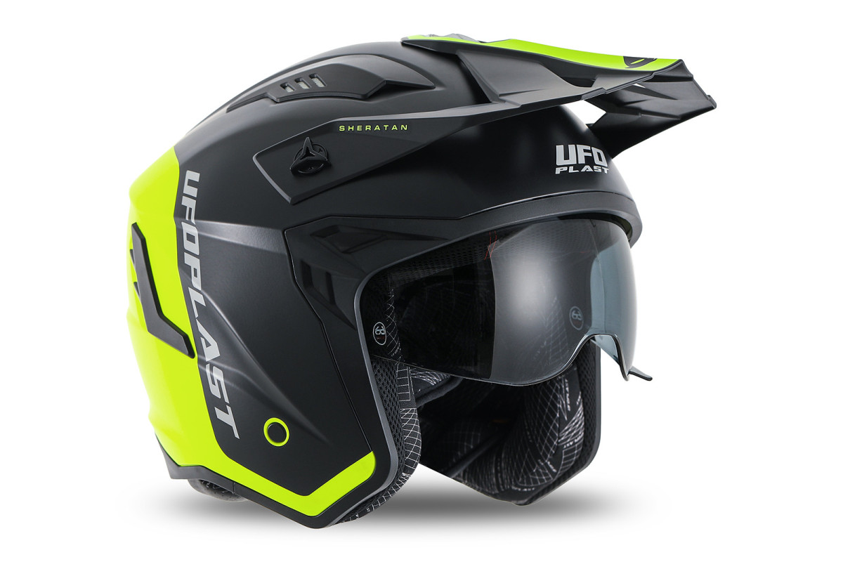 Sheratan cross jet helmet neon yellow and black